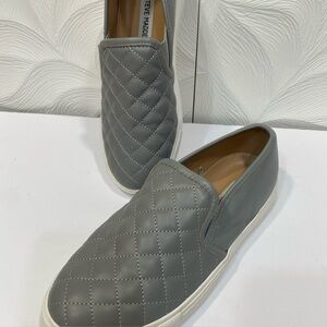 Steve Madden Ecentrcq Quilted Women's Slip On Shoes Loafer Sneakers 8 M Gray